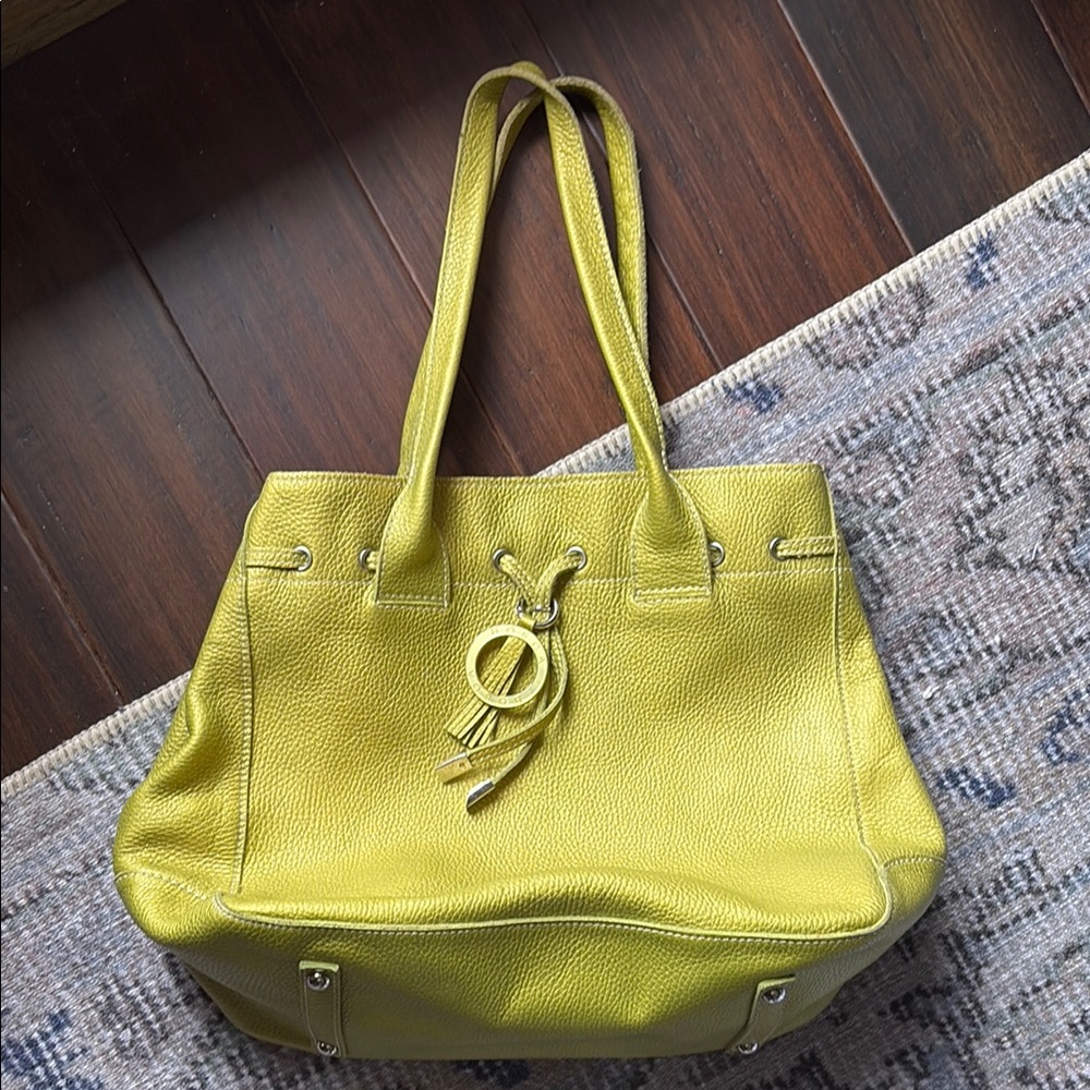 Bosca Green Leather Tote Bag